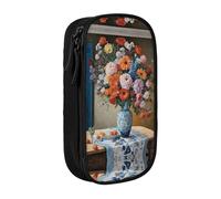 WXWJSHMGC Flower Diamond Painting Print Large Capacity Double Layer Pencil Case with Zipper - Durable Fabric School Pouch for Pens,- Ideal for Students