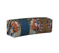 WXWJSHMGC Flower Diamond Painting Print Leather Pencil Case Simple,with Metallic Zipper Pocket,Storage Pouch for Girls Boys Student College Middle School