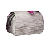 WXWJSHMGC Flower Wooden Print Pen Case Bag - Portable Double Layer Storage Pencil Bag for Child, Girls, Boys and Adults