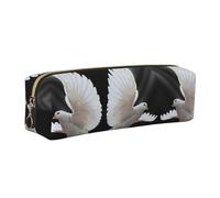 WXWJSHMGC Flying Dove Print Leather Pencil Case Simple,with Metallic Zipper Pocket,Storage Pouch for Girls Boys Student College Middle School
