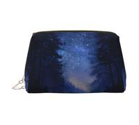WXWJSHMGC Forest Starry Print Makeup Bag Portable Leather Waterproof Cosmetic Bag Clutch Makeup Brush Bag (6.7x4.3in)