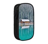 WXWJSHMGC Forests with Snow Print Large Capacity Double Layer Pencil Case with Zipper - Durable Fabric School Pouch for Pens,- Ideal for Students