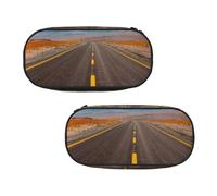 WXWJSHMGC Freeway Highway Road in The Desert Print Pencil Bag Large Pouch Bag with 3 Compartments Pen Case Card Coin Holder for Boys Girls School Stationery