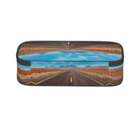 WXWJSHMGC Freeway Highway Road in The Desert Print Pencil Case - Cute Pencil Case with Zip Closure Large Pencil Box for Student