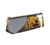 WXWJSHMGC Freight Train Print Leather Pencil Case,Fountain Pen Case,Personalised Portable Big Capacity Study Pencil Case for Secondary School Girls Boys