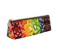 WXWJSHMGC Fruits Print Leather Pencil Case,Fountain Pen Case,Personalised Portable Big Capacity Study Pencil Case for Secondary School Girls Boys