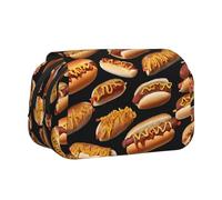 WXWJSHMGC Fun Food Hot Dogs Print Pen Case Bag - Portable Double Layer Storage Pencil Bag for Child, Girls, Boys and Adults