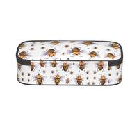 WXWJSHMGC Funny Bees Print Pencil Case - Cute Pencil Case with Zip Closure Large Pencil Box for Student