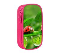 WXWJSHMGC Funny Ladybug Print Large Capacity Double Layer Pencil Case with Zipper - Durable Fabric School Pouch for Pens,- Ideal for Students