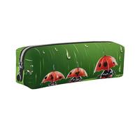 WXWJSHMGC Funny Ladybug Print Leather Pencil Case Simple,with Metallic Zipper Pocket,Storage Pouch for Girls Boys Student College Middle School