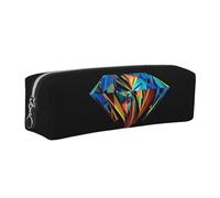 WXWJSHMGC Galaxy Diamond Print Leather Pencil Case Simple,with Metallic Zipper Pocket,Storage Pouch for Girls Boys Student College Middle School