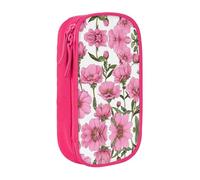 WXWJSHMGC Garden Peony Print Large Capacity Double Layer Pencil Case with Zipper - Durable Fabric School Pouch for Pens,- Ideal for Students