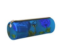 WXWJSHMGC Garden Roses Print Leather Pencil Case Zipper Pen Makeup Cosmetic Holder Pouch Stationery Bag for School, Work, Office