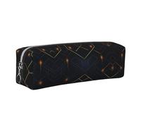 WXWJSHMGC Geometric Lines Print Leather Pencil Case Simple,with Metallic Zipper Pocket,Storage Pouch for Girls Boys Student College Middle School