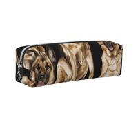 WXWJSHMGC German Shepherd Dog Print Leather Pencil Case Simple,with Metallic Zipper Pocket,Storage Pouch for Girls Boys Student College Middle School