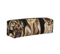 WXWJSHMGC German Shepherd Dog Print Leather Pencil Case Simple,with Metallic Zipper Pocket,Storage Pouch for Girls Boys Student College Middle School