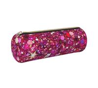 WXWJSHMGC Glitter Pattern Print Leather Pencil Case Zipper Pen Makeup Cosmetic Holder Pouch Stationery Bag for School, Work, Office
