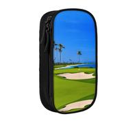 WXWJSHMGC Golf Course Print Large Capacity Double Layer Pencil Case with Zipper - Durable Fabric School Pouch for Pens,- Ideal for Students