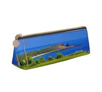 WXWJSHMGC Golf Course Print Leather Pencil Case,Fountain Pen Case,Personalised Portable Big Capacity Study Pencil Case for Secondary School Girls Boys