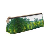 WXWJSHMGC Golf Court Print Leather Pencil Case,Fountain Pen Case,Personalised Portable Big Capacity Study Pencil Case for Secondary School Girls Boys