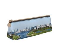 WXWJSHMGC Golf Yacht Club Print Leather Pencil Case,Fountain Pen Case,Personalised Portable Big Capacity Study Pencil Case for Secondary School Girls Boys