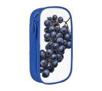 WXWJSHMGC Grape Print Large Capacity Double Layer Pencil Case with Zipper - Durable Fabric School Pouch for Pens,- Ideal for Students