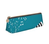 WXWJSHMGC Green and White Piano Keys Print Leather Pencil Case,Fountain Pen Case,Personalised Portable Big Capacity Study Pencil Case for Secondary School Girls Boys