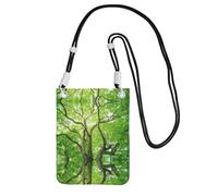 WXWJSHMGC Green Camphor Tree Print Mini Crossbody Phone Bag - Ladies Purse for Mobile and Smart Phones