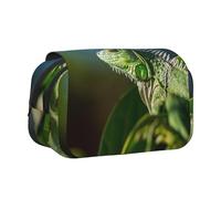 WXWJSHMGC Green Lizard Print Pen Case Bag - Portable Double Layer Storage Pencil Bag for Child, Girls, Boys and Adults