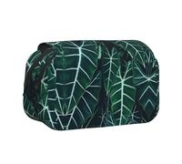 WXWJSHMGC Green Long Leaves Print Pen Case Bag - Portable Double Layer Storage Pencil Bag for Child, Girls, Boys and Adults