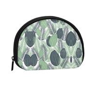 WXWJSHMGC Green Tropical Leaves Print Coin Purse Mini Wallet for Women Girls Personality Small Coin Pouch Shell Storage Bag Clutch Wallets, One Size, Casual