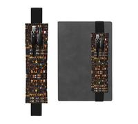 WXWJSHMGC Guitars Pattern Print 2pcs Adjustable Elastic Band Pen Holder Pu Leather Pen Sleeve Pouch for Hardcover Journals, Notebooks for Back to School Gift