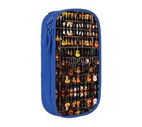 WXWJSHMGC Guitars Pattern Print Large Capacity Double Layer Pencil Case with Zipper â€“ Durable Fabric School Pouch for Pens,â€“ Ideal for Students