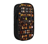 WXWJSHMGC Guitars Pattern Print Large Capacity Double Layer Pencil Case with Zipper - Durable Fabric School Pouch for Pens,- Ideal for Students