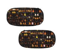 WXWJSHMGC Guitars Pattern Print Pencil Bag Large Pouch Bag with 3 Compartments Pen Case Card Coin Holder for Boys Girls School Stationery