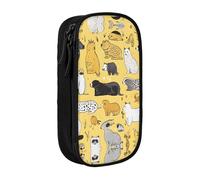 WXWJSHMGC Hairy Ferret Print Large Capacity Double Layer Pencil Case with Zipper â€“ Durable Fabric School Pouch for Pens,â€“ Ideal for Students