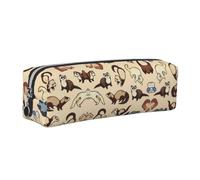 WXWJSHMGC Hairy Ferret Print Leather Pencil Case Simple,with Metallic Zipper Pocket,Storage Pouch for Girls Boys Student College Middle School