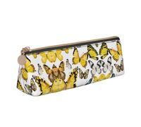 WXWJSHMGC Hand Drawn Color Butterfly Print Leather Pencil Case,Fountain Pen Case,Personalised Portable Big Capacity Study Pencil Case for Secondary School Girls Boys