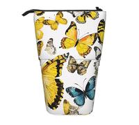 WXWJSHMGC Hand Drawn Color Butterfly Print Pencil Telescopic Case Versatile Storage Bag,Office, and Adult Storage Box Gifts