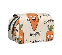 WXWJSHMGC Happy Carrot Print Pen Case Bag - Portable Double Layer Storage Pencil Bag for Child, Girls, Boys and Adults