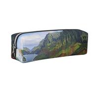 WXWJSHMGC Hawaii Seashore Print Leather Pencil Case Simple,with Metallic Zipper Pocket,Storage Pouch for Girls Boys Student College Middle School