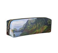 WXWJSHMGC Hawaii Seashore Print Leather Pencil Case Simple,with Metallic Zipper Pocket,Storage Pouch for Girls Boys Student College Middle School