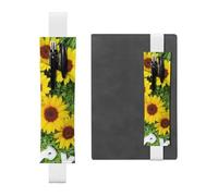 WXWJSHMGC Heart Shaped Sunflower Print 2pcs Adjustable Elastic Band Pen Holder Pu Leather Pen Sleeve Pouch for Hardcover Journals, Notebooks for Back to School Gift