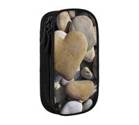 WXWJSHMGC Heart Stone Print Large Capacity Double Layer Pencil Case with Zipper â€“ Durable Fabric School Pouch for Pens,â€“ Ideal for Students