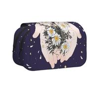 WXWJSHMGC Holding Flowers Print Pen Case Bag - Portable Double Layer Storage Pencil Bag for Child, Girls, Boys and Adults