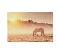 WXWJSHMGC Horses On Pasture At Sundown Print Metal Tin Signs Funny Metal Signs,Poster Plaque Sign Wall Hanging Decorations 12x8inch