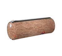 WXWJSHMGC Industrial Brick Wall Background Print Leather Pencil Case Zipper Pen Makeup Cosmetic Holder Pouch Stationery Bag for School, Work, Office