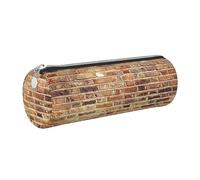WXWJSHMGC Industrial Brick Wall Background Print Leather Pencil Case Zipper Pen Makeup Cosmetic Holder Pouch Stationery Bag for School, Work, Office
