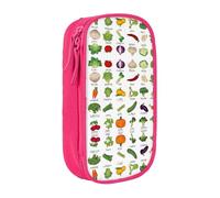 WXWJSHMGC Introduction of Various Vegetables Print Large Capacity Double Layer Pencil Case with Zipper – Durable Fabric School Pouch for Pens,– Ideal for Students