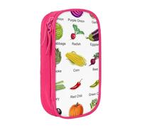 WXWJSHMGC Introduction of Various Vegetables Print Large Capacity Double Layer Pencil Case with Zipper – Durable Fabric School Pouch for Pens,– Ideal for Students